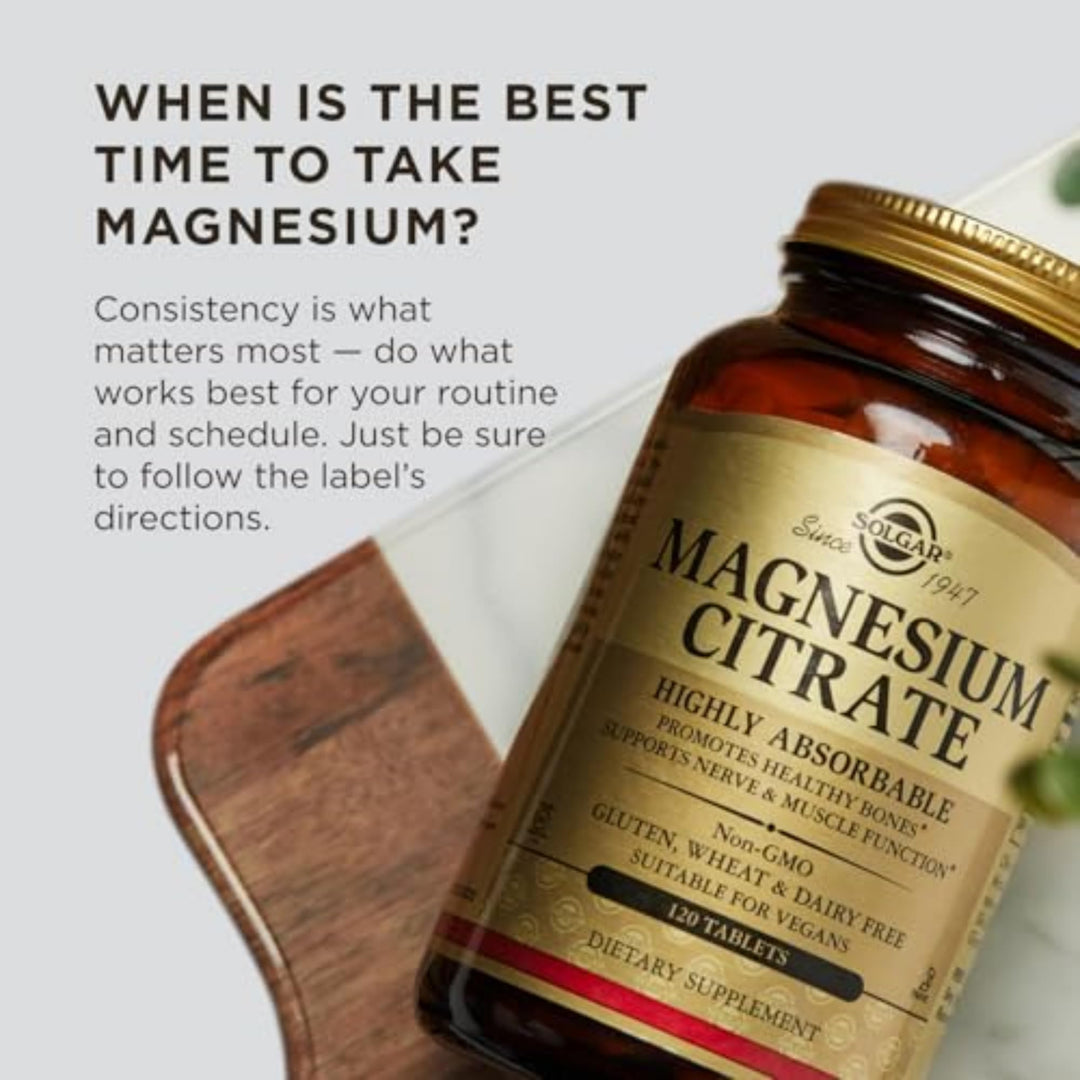 Citrato de Magnesio Solgar – 120 tabletas (vegano, sin gluten)