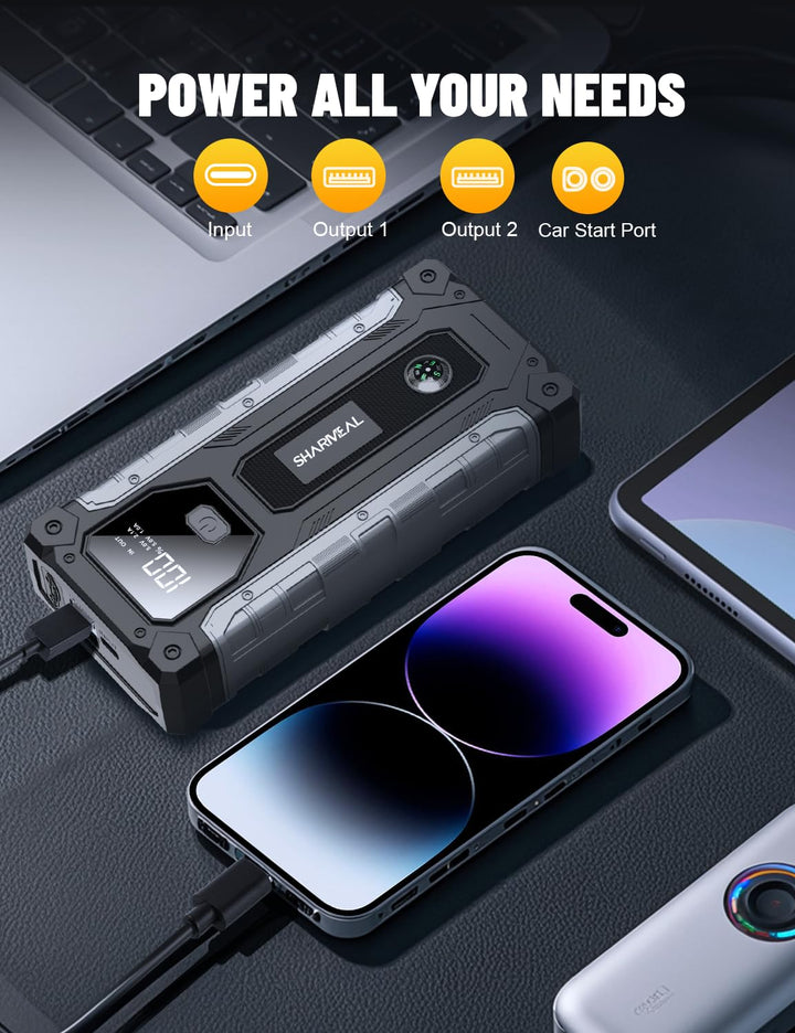 Arrancador de Bateria Sharmeai 5000A Portatil 12V