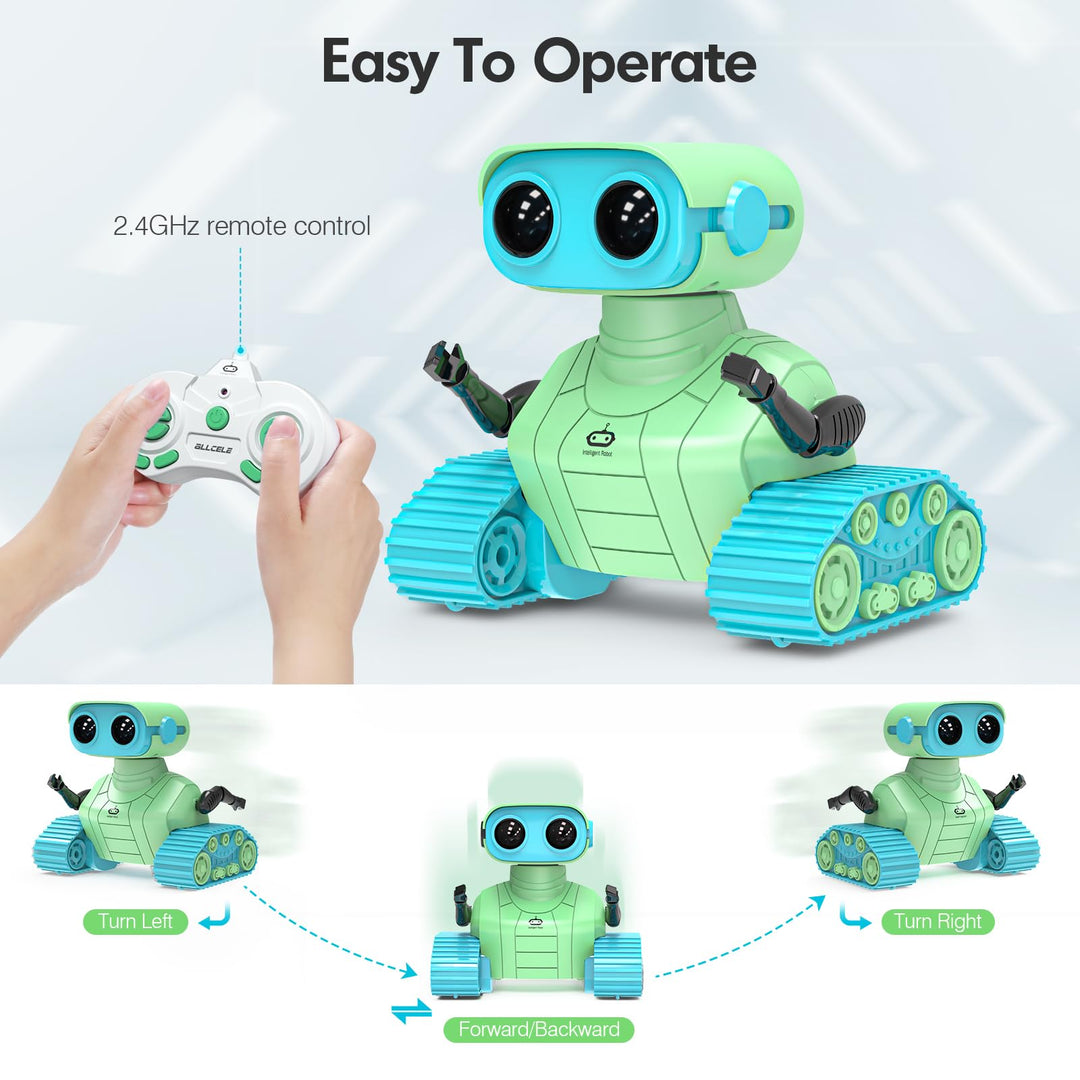 Robot Interactivo ALLCELE Rc Verde con Luces y Musica