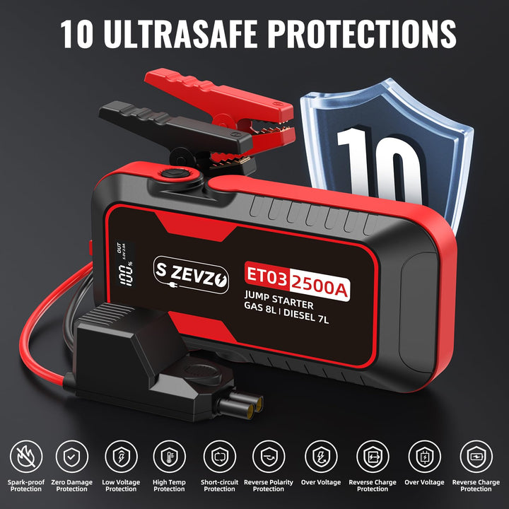 Arrancador de Bateria S Zevzo ET03 4000A Portatil 12V