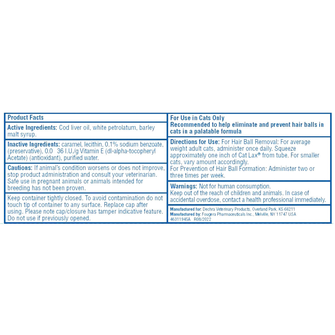 Pasta laxante Dechra Cat Lax gatos eliminacion bolas de pelo 2 oz