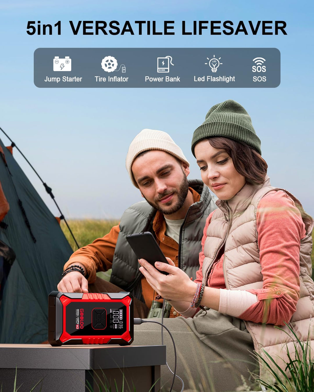 Arrancador de Bateria Gooloo A3 3000A con Compresor 150PSI