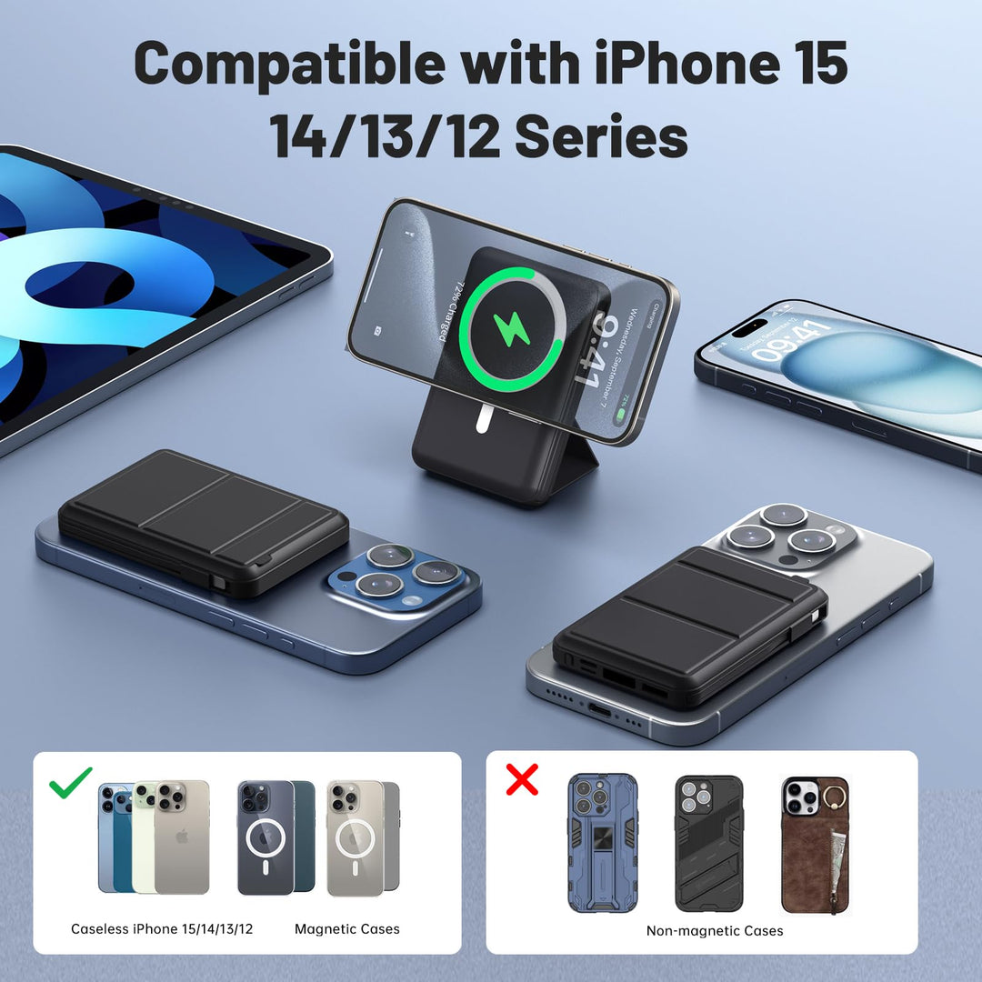 Azmuth Power Bank 10000 mAh Magsafe 22.5W con soporte y pantalla LED