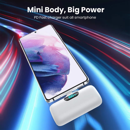 [Paquete de 2] Mini cargador portatil Banco de energia de 5000 mAh, 3A PD USB C Telefono celular portatil Alimentacion, pantalla LCD Paquete de baterias Compatible con iPhone 15/15 plus / 15 pro / 15 pro Max / telefono Android / Samsung / Moto / LG, etc.