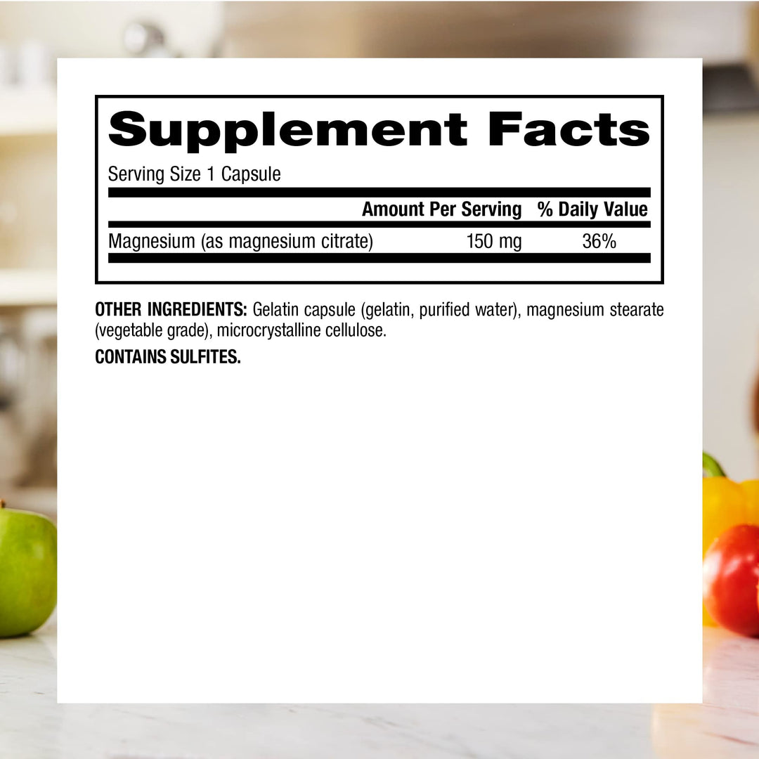 Magnesio Citrato Webber Naturals 150 mg - 250 capsulas sin gluten