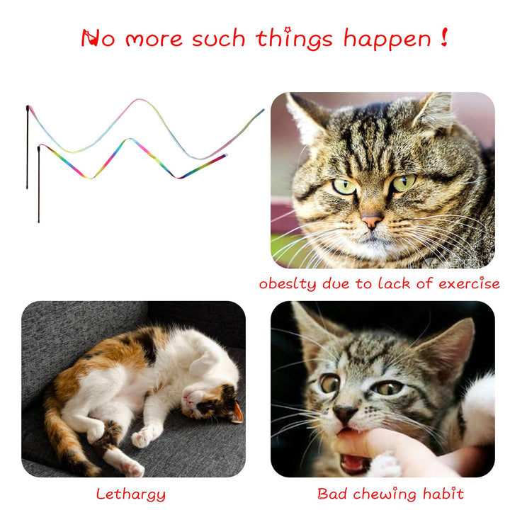 Set MJYPET CWT-2 Varitas Interactivas con Cintas Arcoiris para Gatos