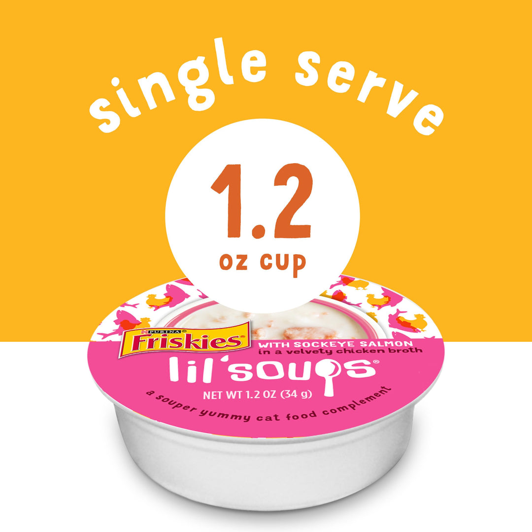 Comida humeda Purina Friskies Lil? Soups gatos salmon atun camaron 30 uds