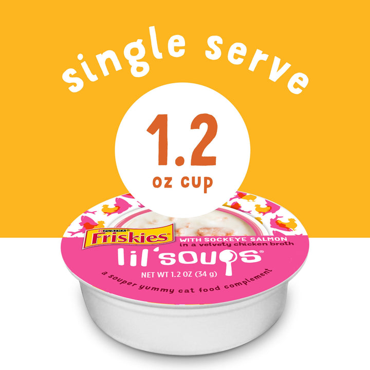 Comida humeda Purina Friskies Lil? Soups gatos salmon atun camaron 30 uds