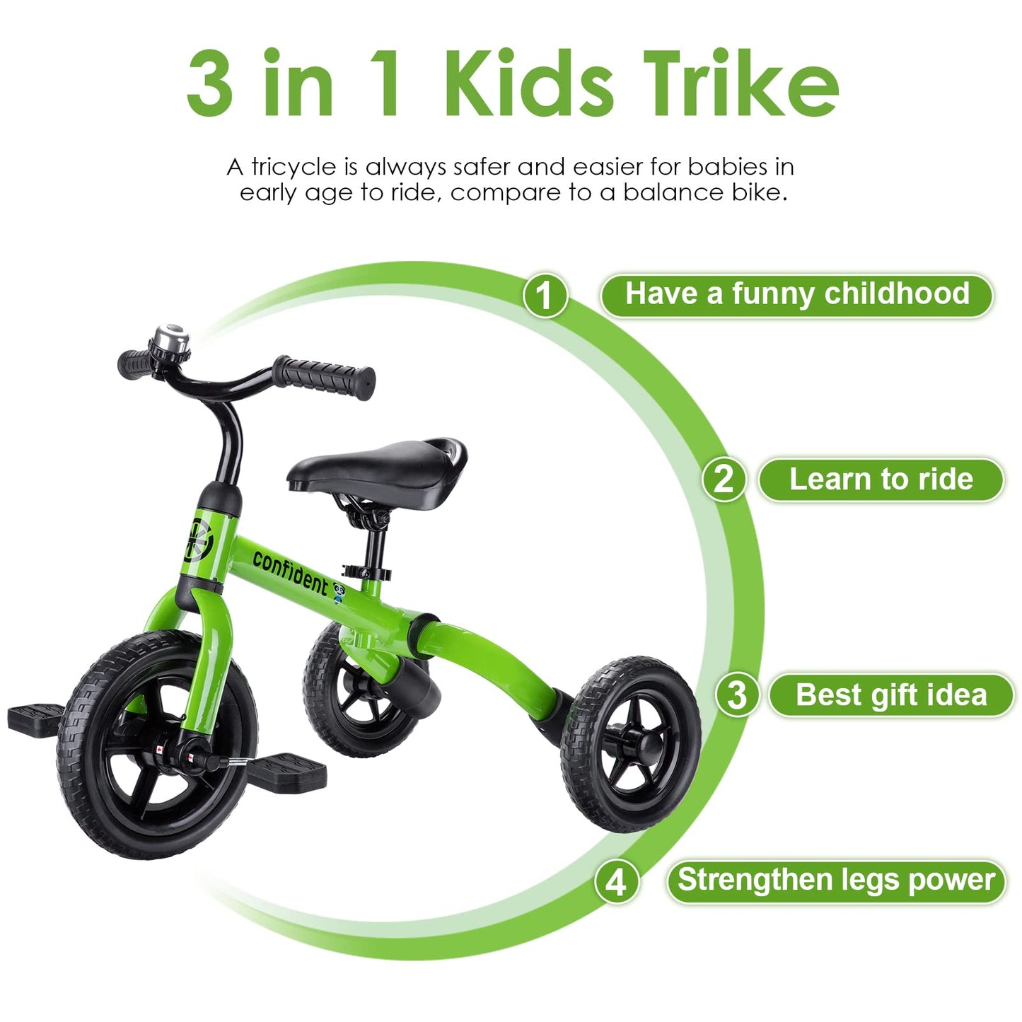Triciclo YGJT 3 en 1 plegable con pedales removibles para niños
