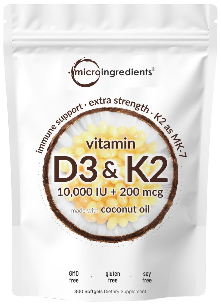 Micro Ingredients Vitamina D3 10 000 IU + K2 300 capsulas blandas