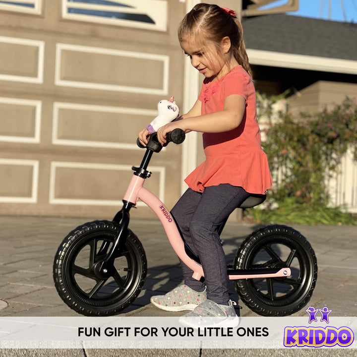 Bicicleta de equilibrio KRIDDO con unicornio para niños
