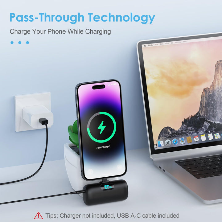 Feob Mini Power Bank 5000 mAh con carga rápida y pantalla LED