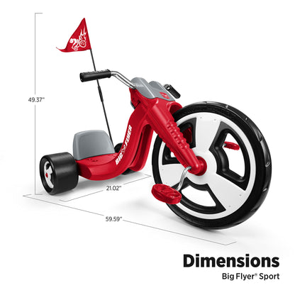 Triciclo Radio Flyer Big Flyer Sport con bandera para niños