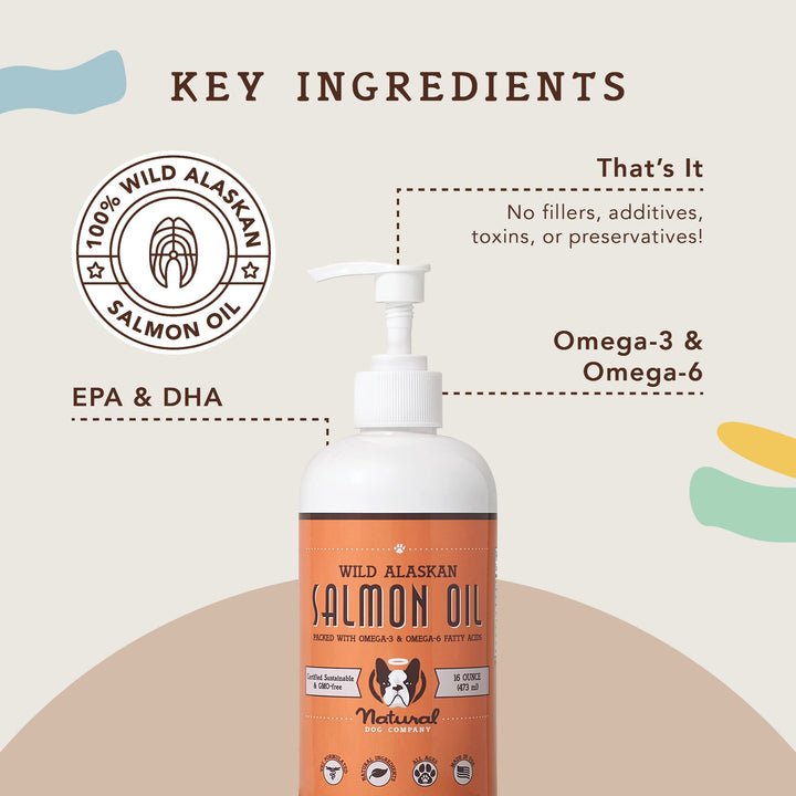 Natural Dog Wild Alaskan Salmon Oil 16 oz Aceite Omega 3 piel y perros