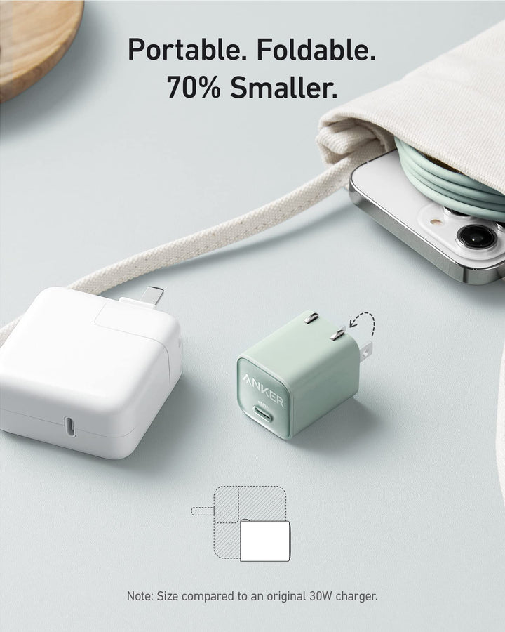 Cargador Anker Nano 30W USB-C Rapido Plegable Blanco