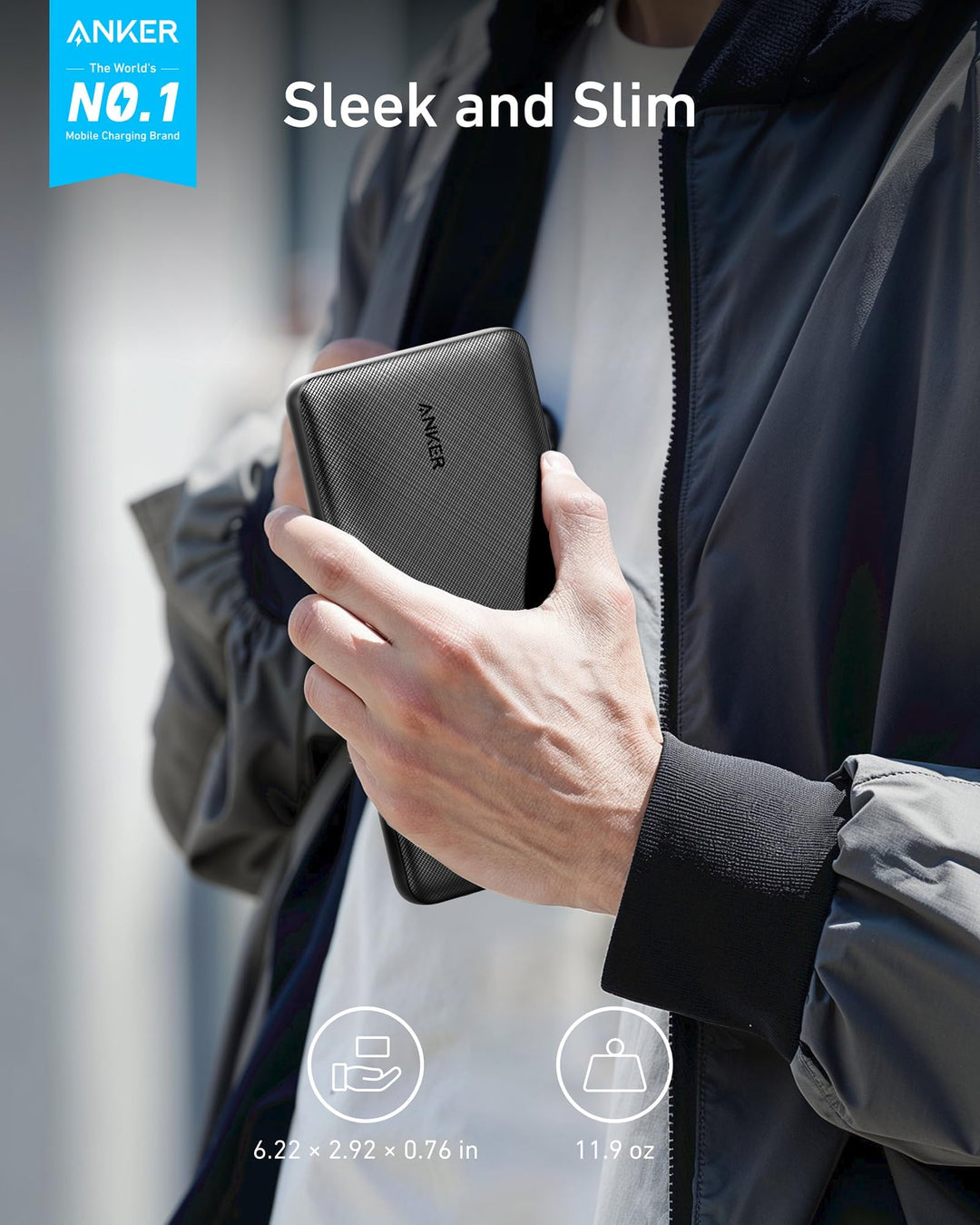 Anker 325 Power Bank 20000 mAh con carga rápida 15W y doble puerto USB