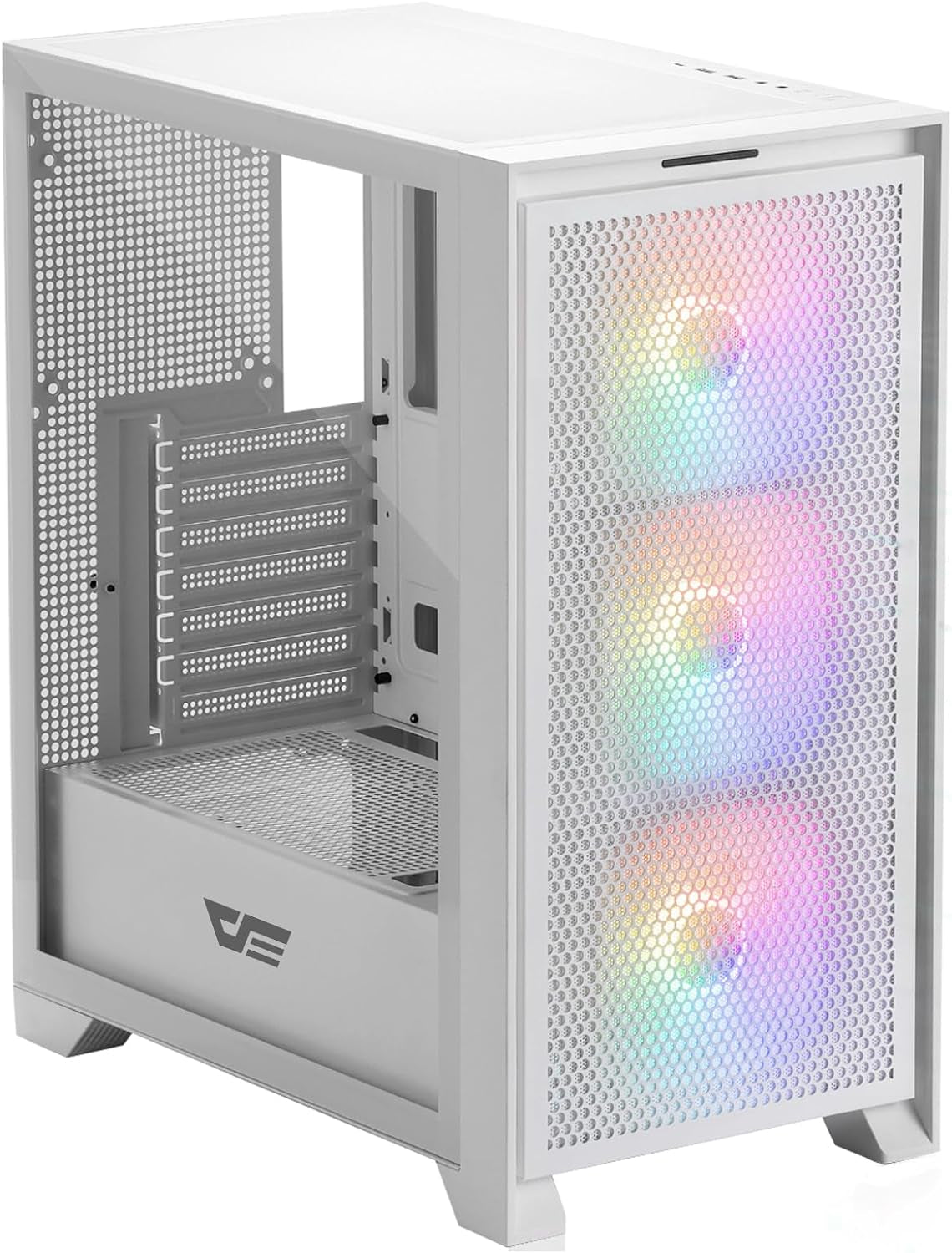 Darkflash ATX Mid-Tower Gaming PC Case, Pre-Installed 3X120Mm Fix RGB Fans, with Magnetic Large Mesh Front Panel, USB3.0 Ready, Tempered Glass Side Panel Airflow Computer Case, White(Drx70)