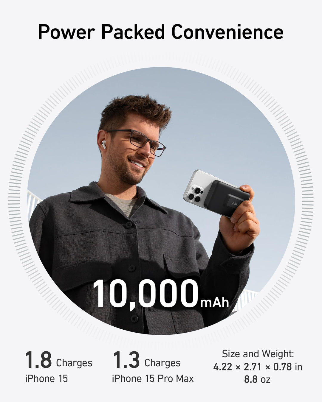 Anker MagGo Power Bank 10000 mAh 15W Qi2 con soporte y pantalla inteligente