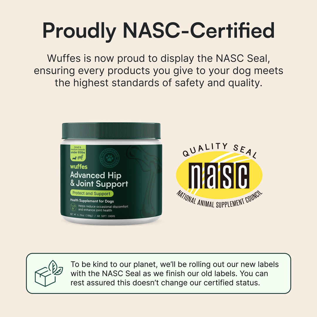 Wuffes Hip & Joint – Suplemento Articulaciones Perros Pequeños/Medianos (60 u)