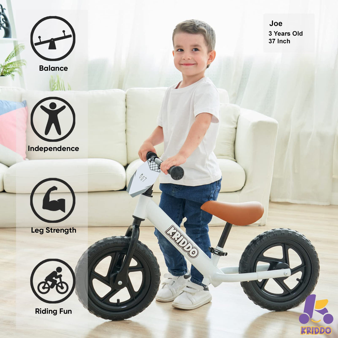 Bicicleta de equilibrio KRIDDO 12" sin pedales para niños 2-5 años