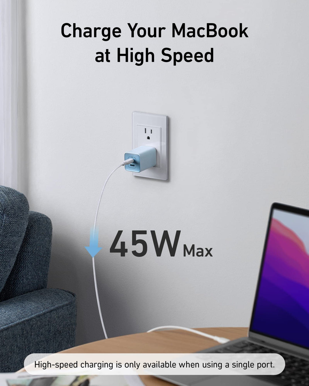 Anker Nano cargador rapido 47W GaN dual USB-C blanco