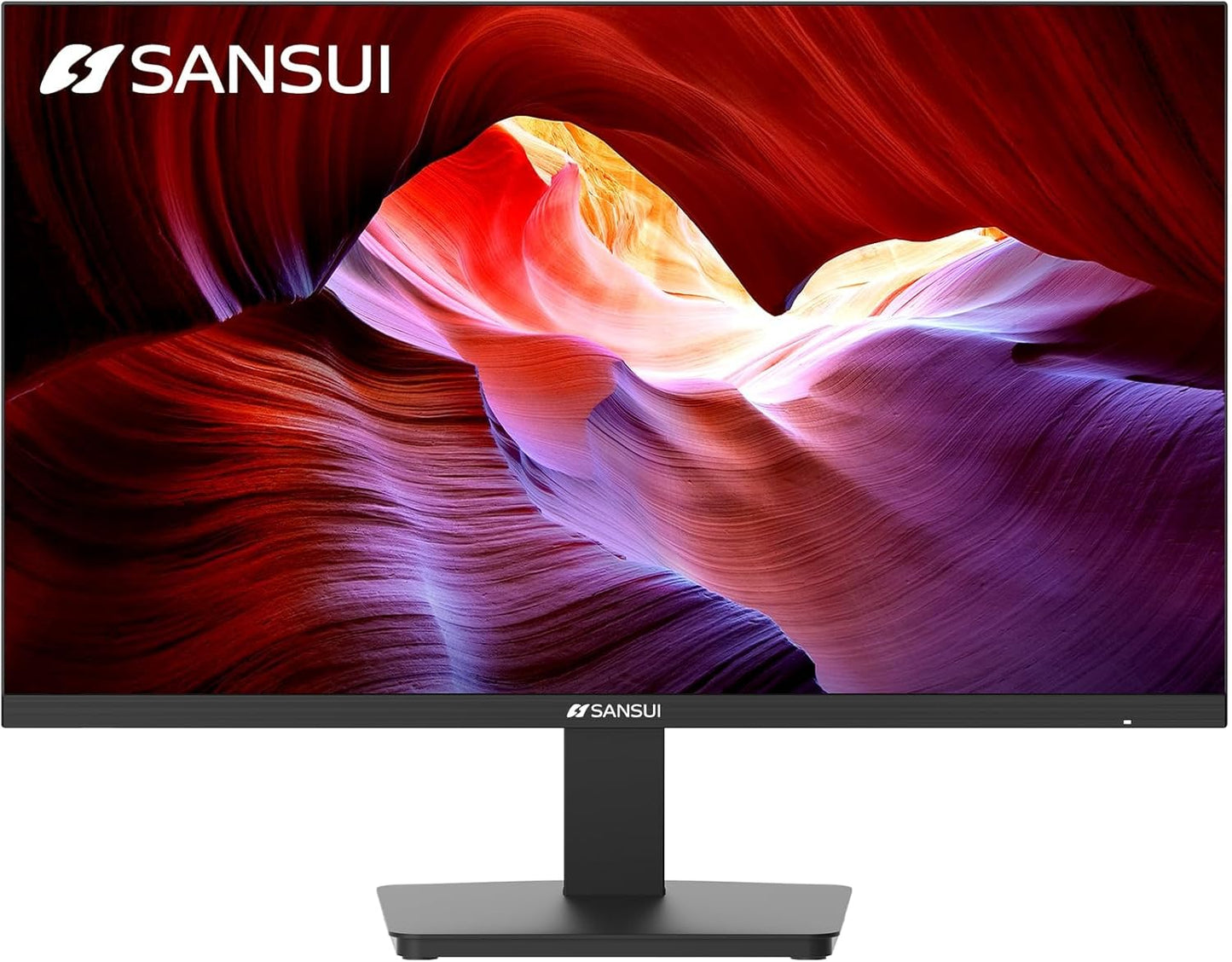 SANSUI Monitor 24 Inch 100Hz PC Monitor, HDMI VGA Ports VESA Mount, FHD Computer Monitor Ultra-Slim Ergonomic Tilt Eye Care for Home Office (ES-24F2, HDMI Cable Included)