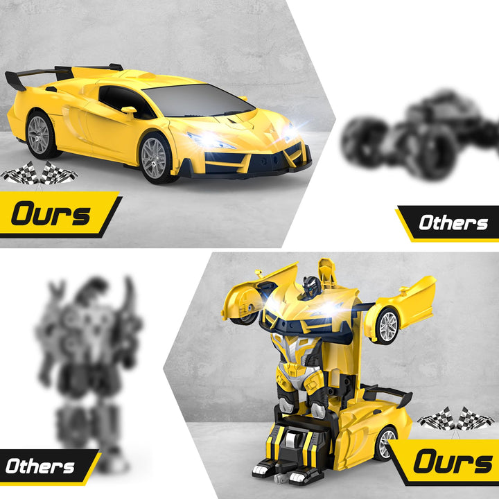 Carro Robot Qumcou Rc 2en1 Amarillo con Luces LED
