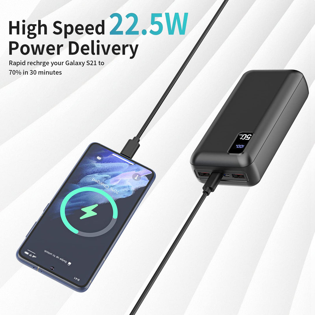 POIYTL Power Bank 50000 mAh 22.5W con pantalla LED y carga rápida
