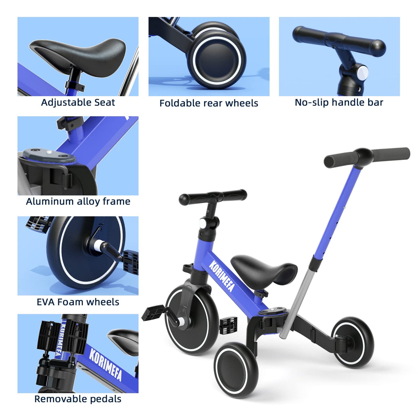 Triciclo newyoo TR008 5 en 1 con manija y barra de seguridad