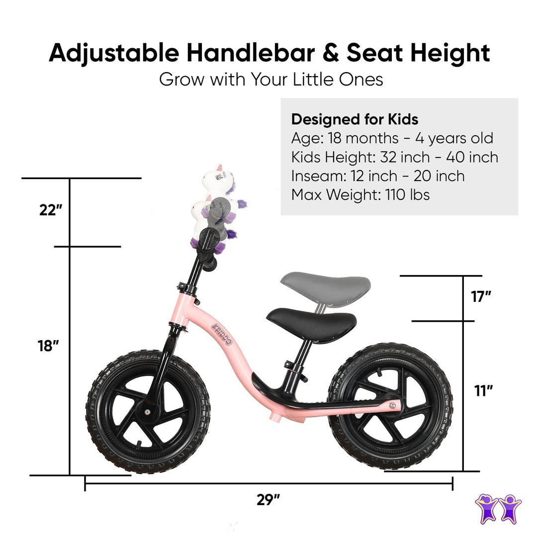 Bicicleta de equilibrio KRIDDO con unicornio para niños