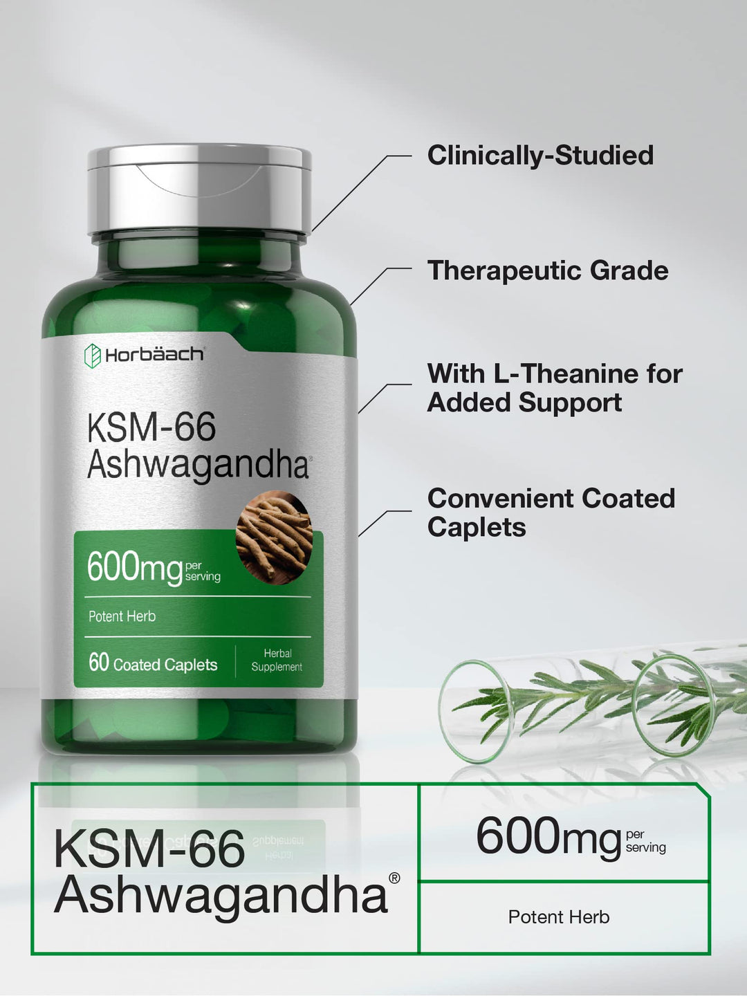 Ashwagandha KSM-66 Horbaach 600 mg – 60 cápsulas veganas