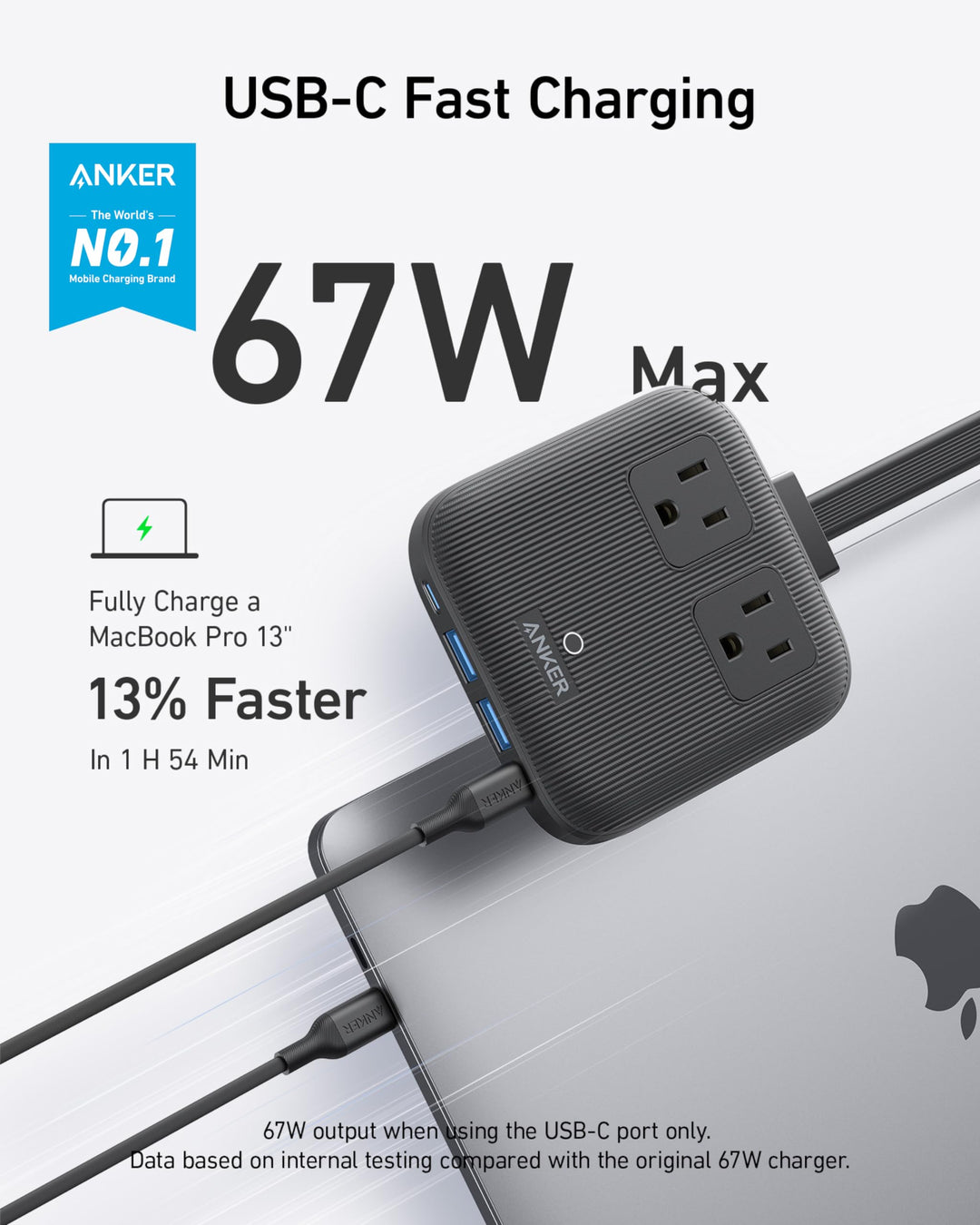 Anker estacion de carga Nano 67W 6 en 1 con puertos USB-C y AC