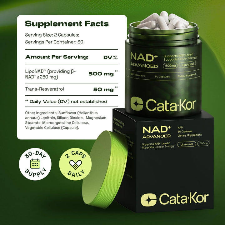 Cata-Kor NMNH & Liposomal NAD+ + Resveratrol – 60 cápsulas