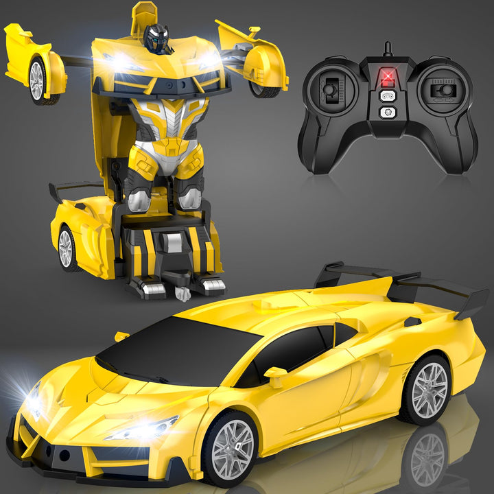 Carro Robot Qumcou Rc 2en1 Amarillo con Luces LED