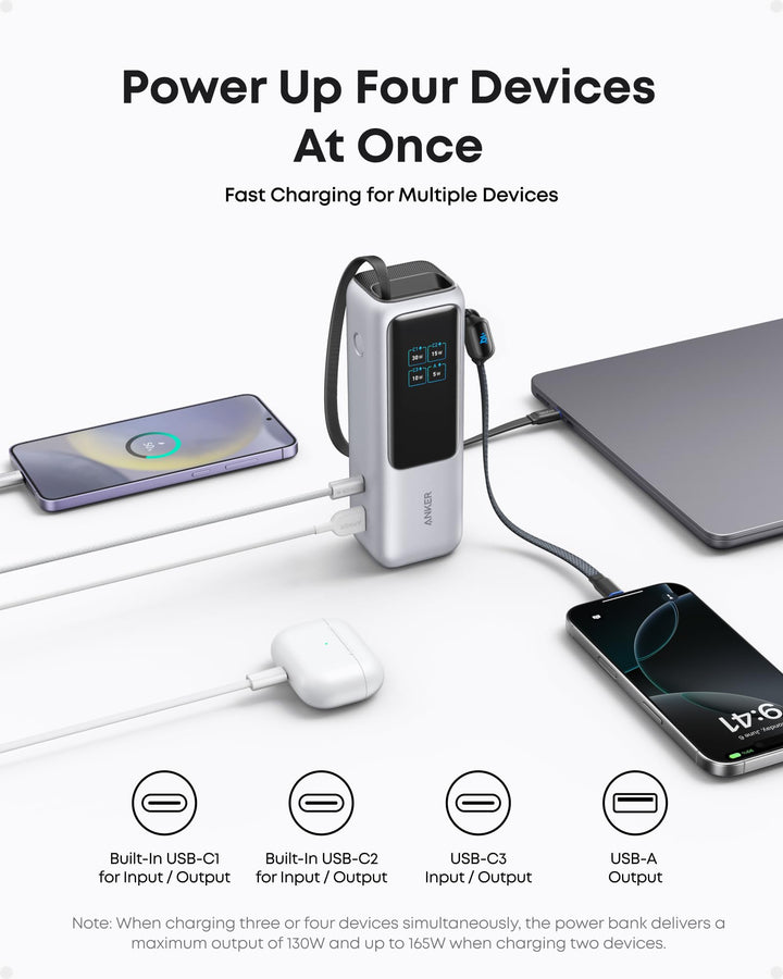 Anker 737 Power Bank 25000mAh 165W con triple USB-C y pantalla digital