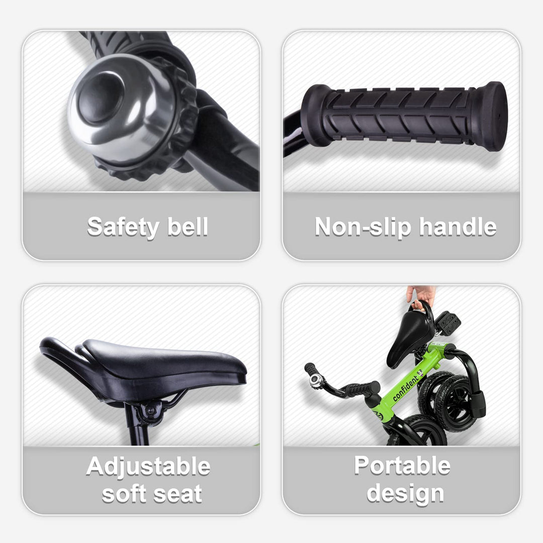 Triciclo YGJT 3 en 1 plegable con pedales removibles para niños