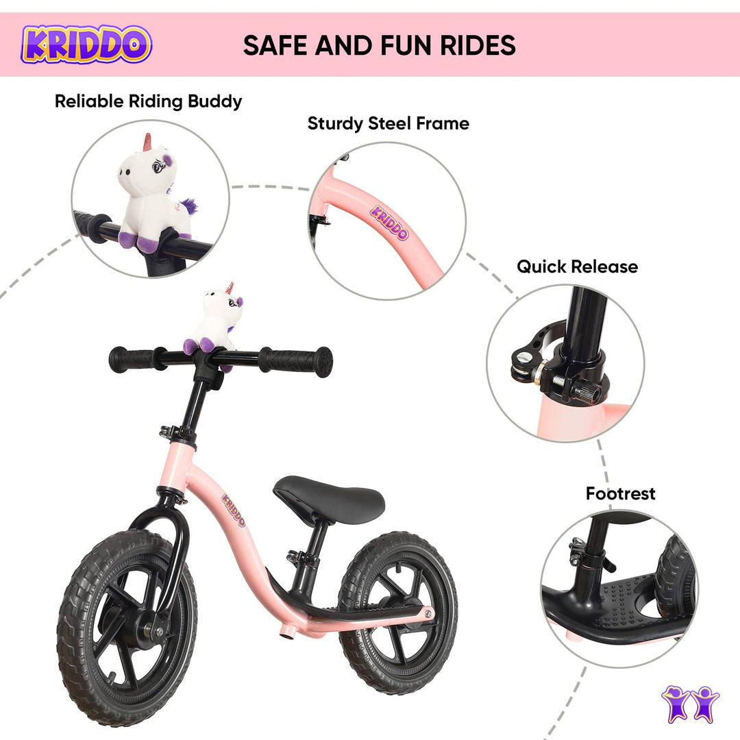 Bicicleta de equilibrio KRIDDO con unicornio para niños