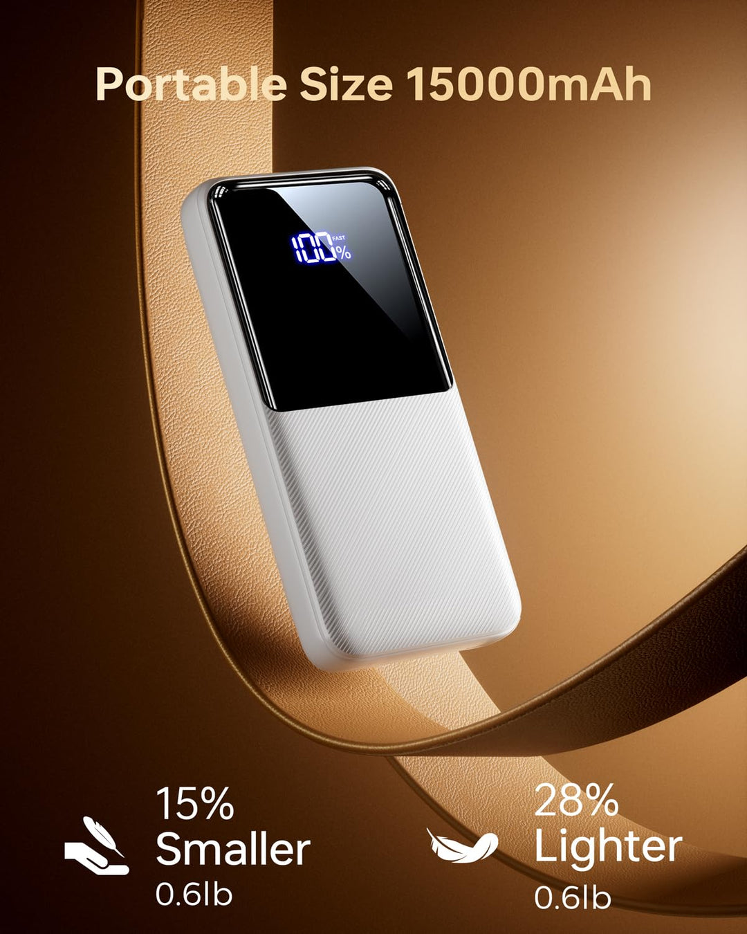 CFIAI Power Bank 15000mAh con cables integrados y carga rápida 22.5W