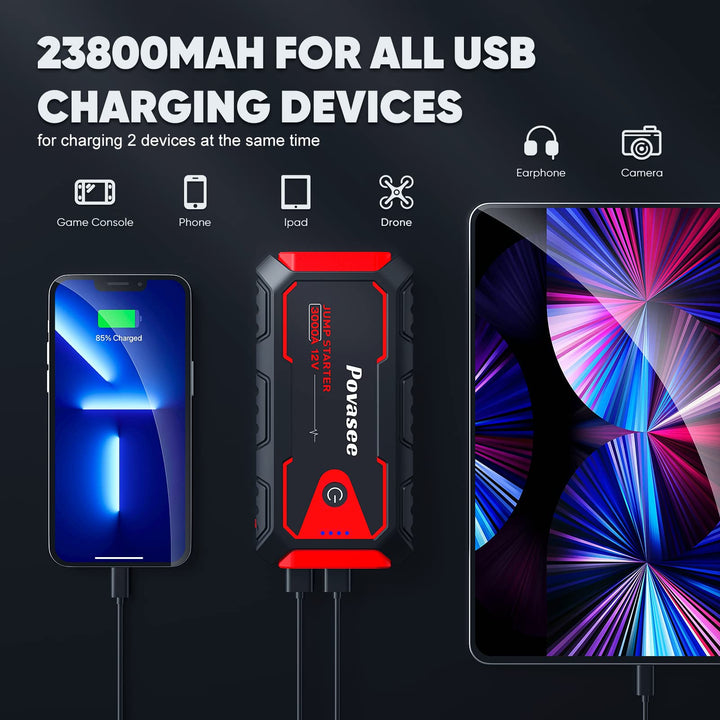 Arrancador de Bateria Povasee A30 5000A Portatil 12V