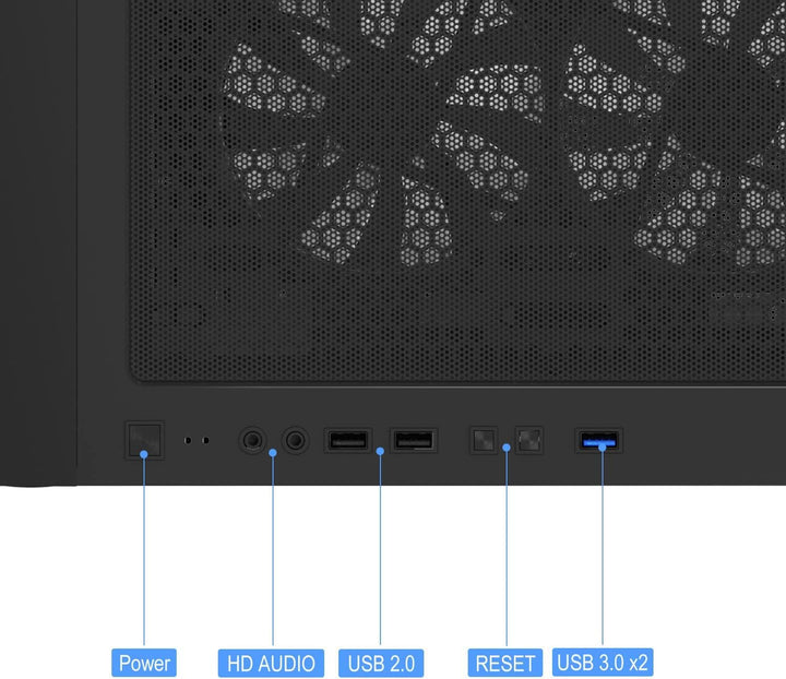 Montech X3 Mesh, 6 Fans - 3X 140Mm & 3X 120Mm Fixed RGB Lighting Fans, ATX Mid-Tower PC Gaming Case, USB3.0, Door Open Tempered Glass Side Panel, High Airflow, Black