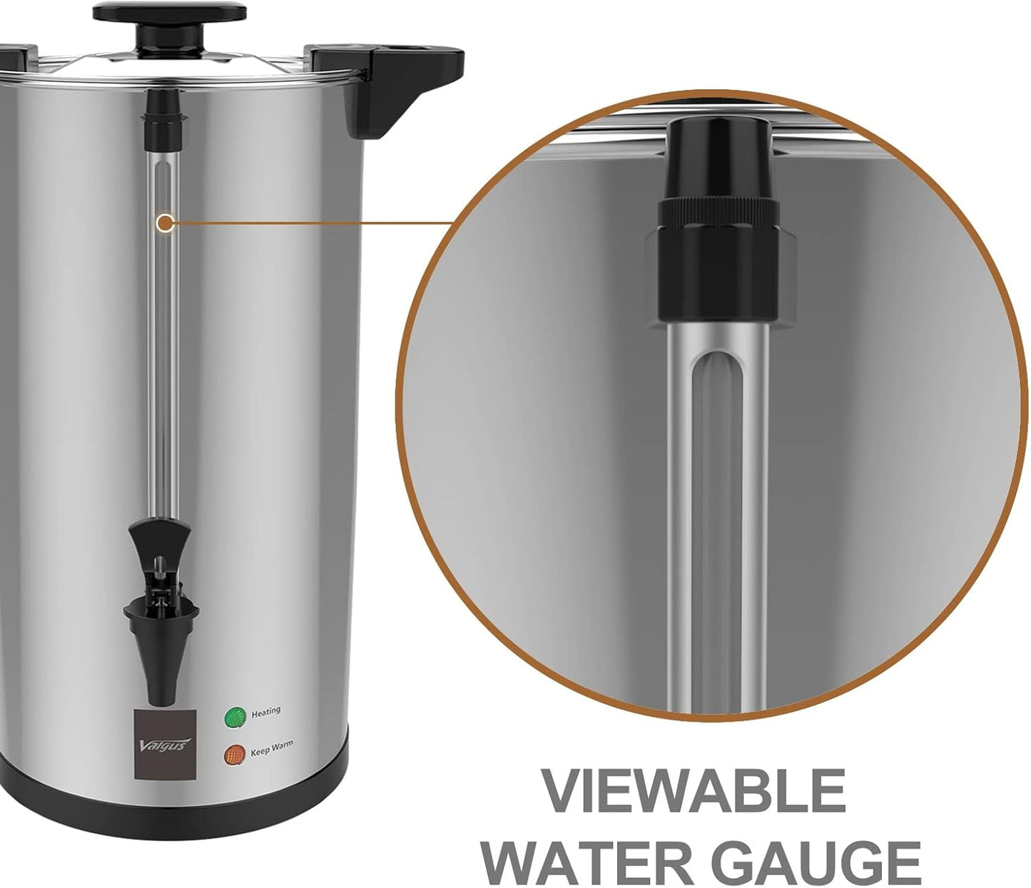 Valgus Commercial Grade Stainless Steel 80-Cup 12L Percolate Coffee Urn Coffee Maker with Automatic Temperature Control Hot Water Urn for Parties, Office, Wedding and Catering Events