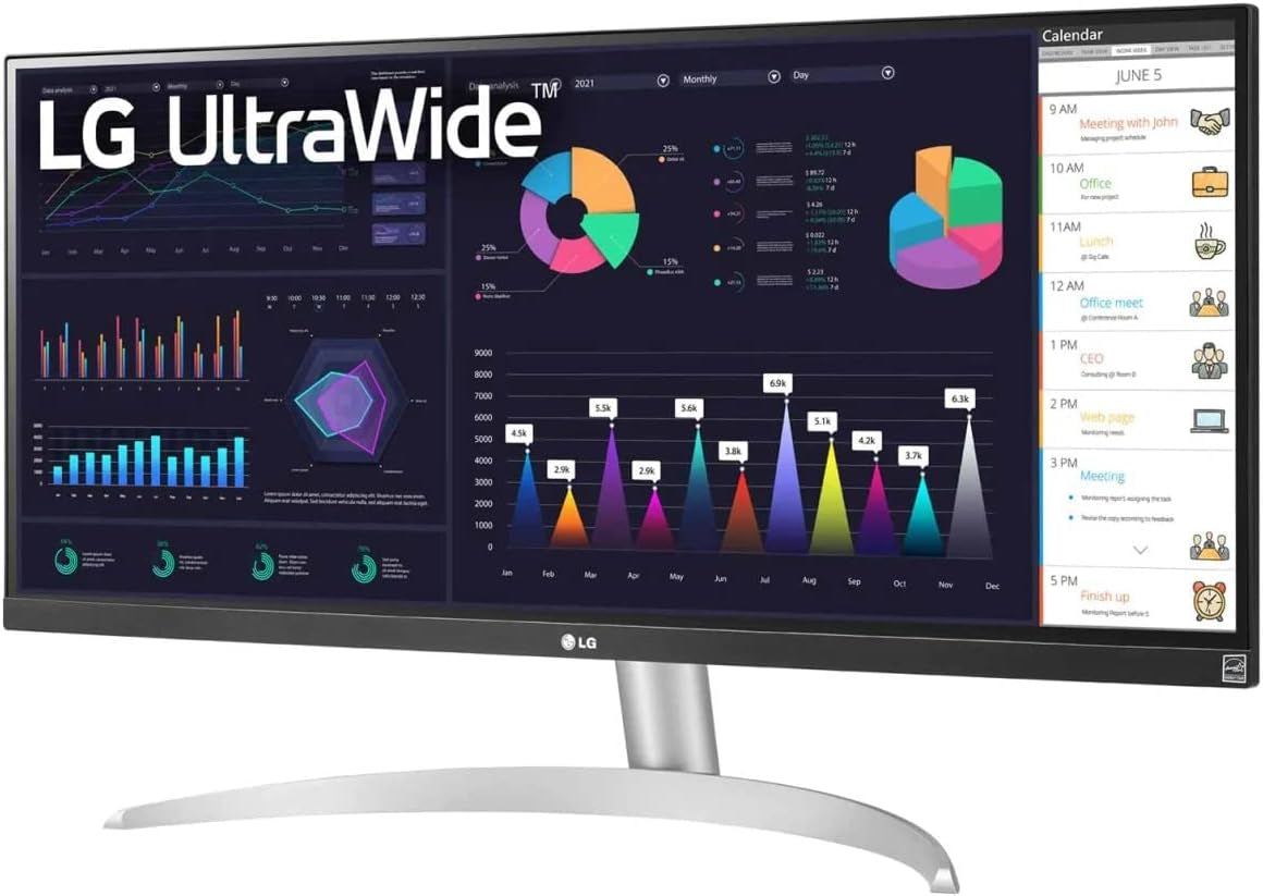 LG Ultrawide FHD 29-Inch Computer Monitor 29WQ600-W, IPS with HDR 10 Compatibility, AMD Freesync, and USB Type-C, White/Silver