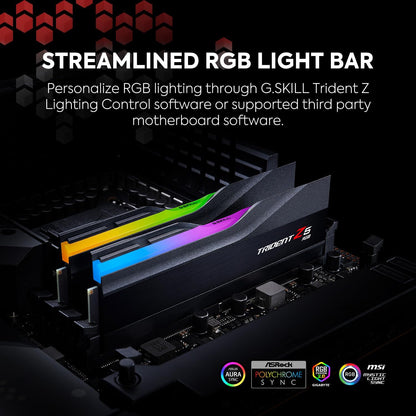 G.SKILL Trident Z5 RGB Series (Intel XMP 3.0) DDR5 RAM 64GB (2X32Gb) 6400Mt/S CL32-39-39-102 1.40V Desktop Computer Memory UDIMM - Matte Black (F5-6400J3239G32GX2-TZ5RK)