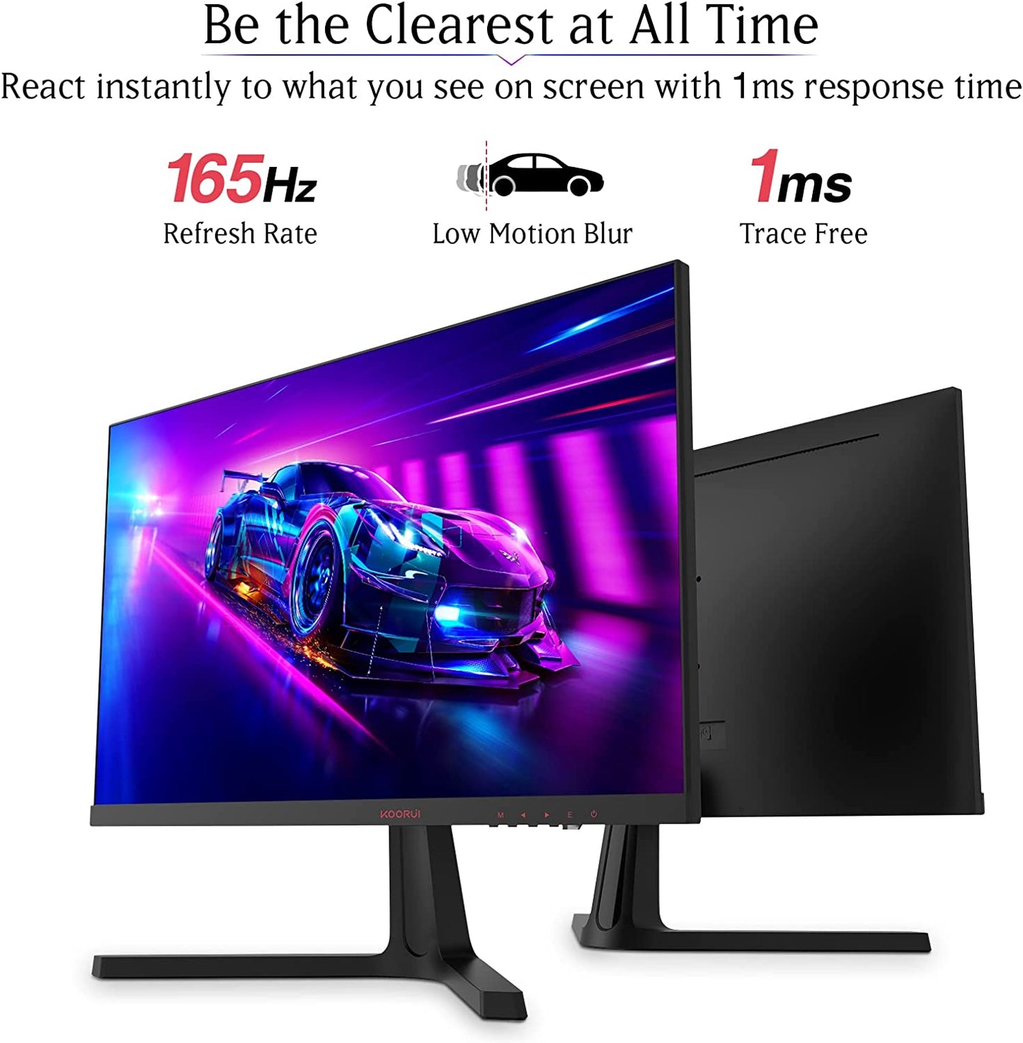 KOORUI 24 Inch Computer Monitor -FHD 1080P Gaming Monitor 165Hz VA 1Ms, Adaptivesync Technology, LED Monitors with Ultra-Thin, HDMI X2 /DP, VESA Compatible, Tilt Adjustable, Eye Care 24E4