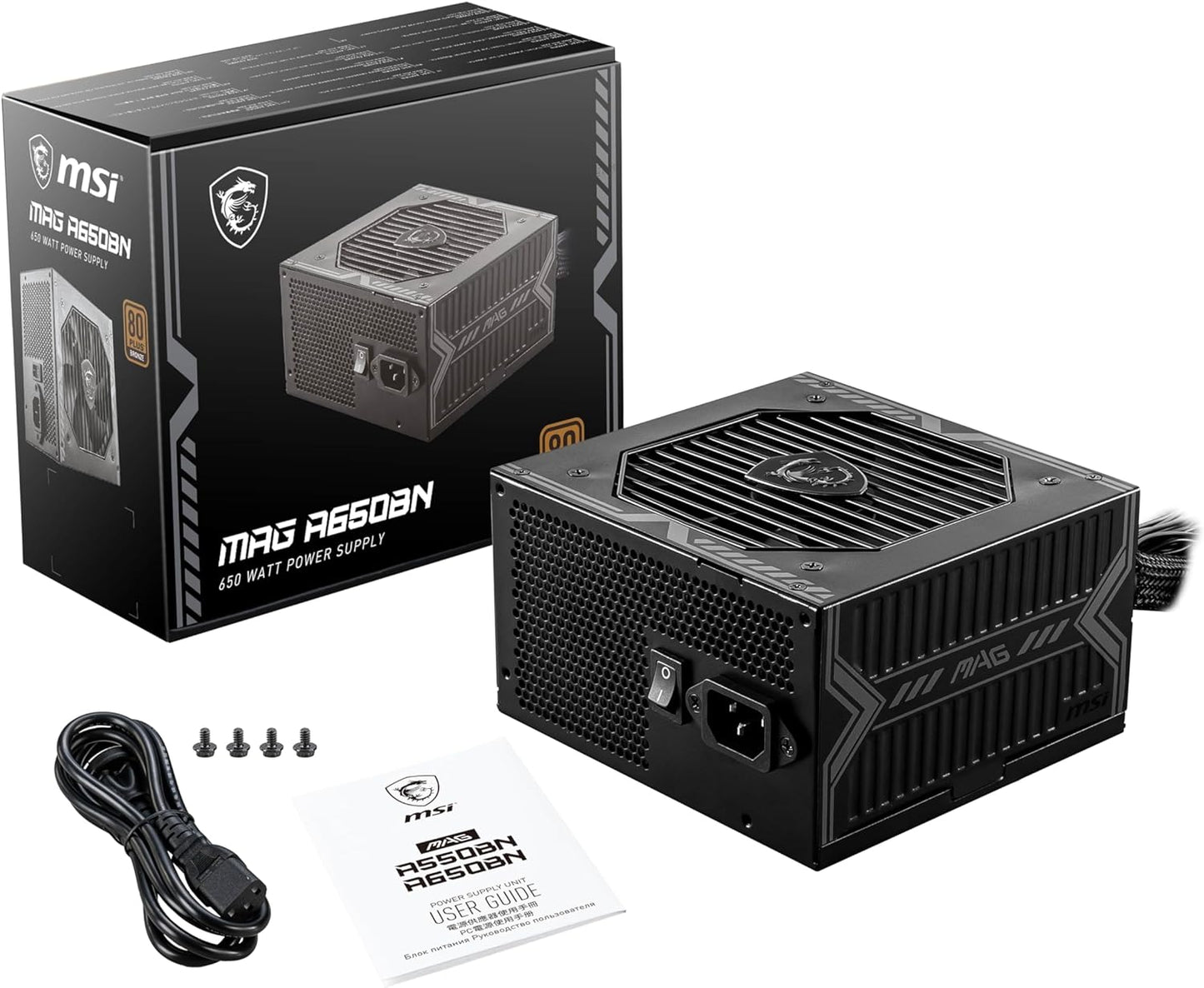 MSI MAG A650BN Gaming Power Supply - 80 plus Bronze Certified 650W - Compact Size - ATX PSU