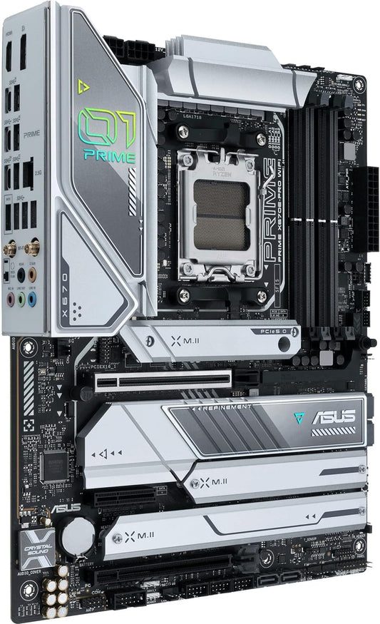 ASUS Prime X670E-PRO Wifi AMD X670 AM5 Ryzen™ Desktop 9000 8000 & 7000 ATX Motherboard with Pcie® 5.0, Four M.2 Slots, DDR5 Slots, USB 3.2 Gen 2X2 Type-C®, USB4® Support, Wifi 6E, and 2.5G Ethernet