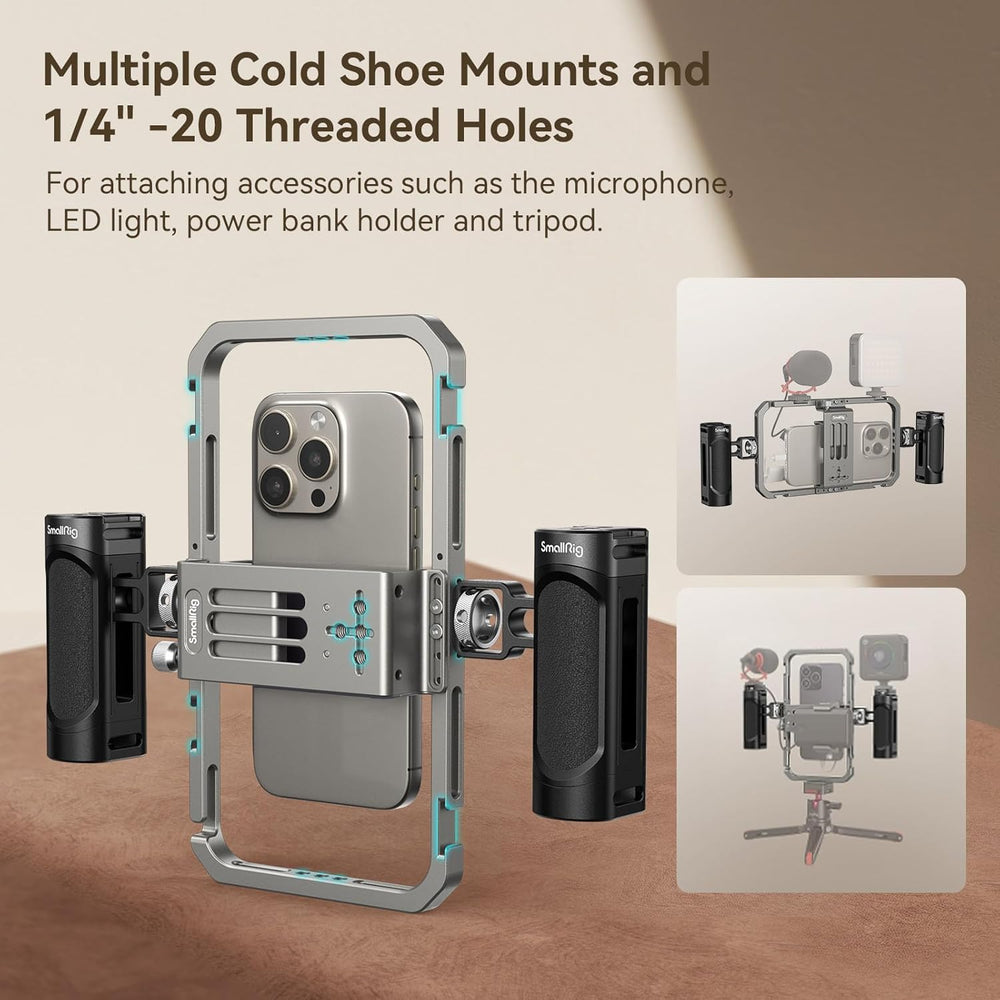 Smallrig Universal Phone Cage, Smartphone Video Rig Kit with Handles, Handheld Filmmaking Vlogging Case Stabilizer for Videomaker, for Iphone for Samsung for Pixel and Other Android Phones - 4121