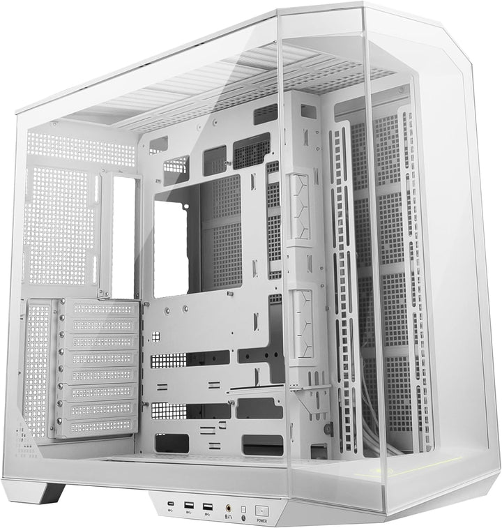 MSI MAG PANO 100L PZ White - Premium Mid-Tower Gaming PC Case - Tempered Glass Side Panel - Liquid Cooling Support up to 360Mm Radiator - White Color Case