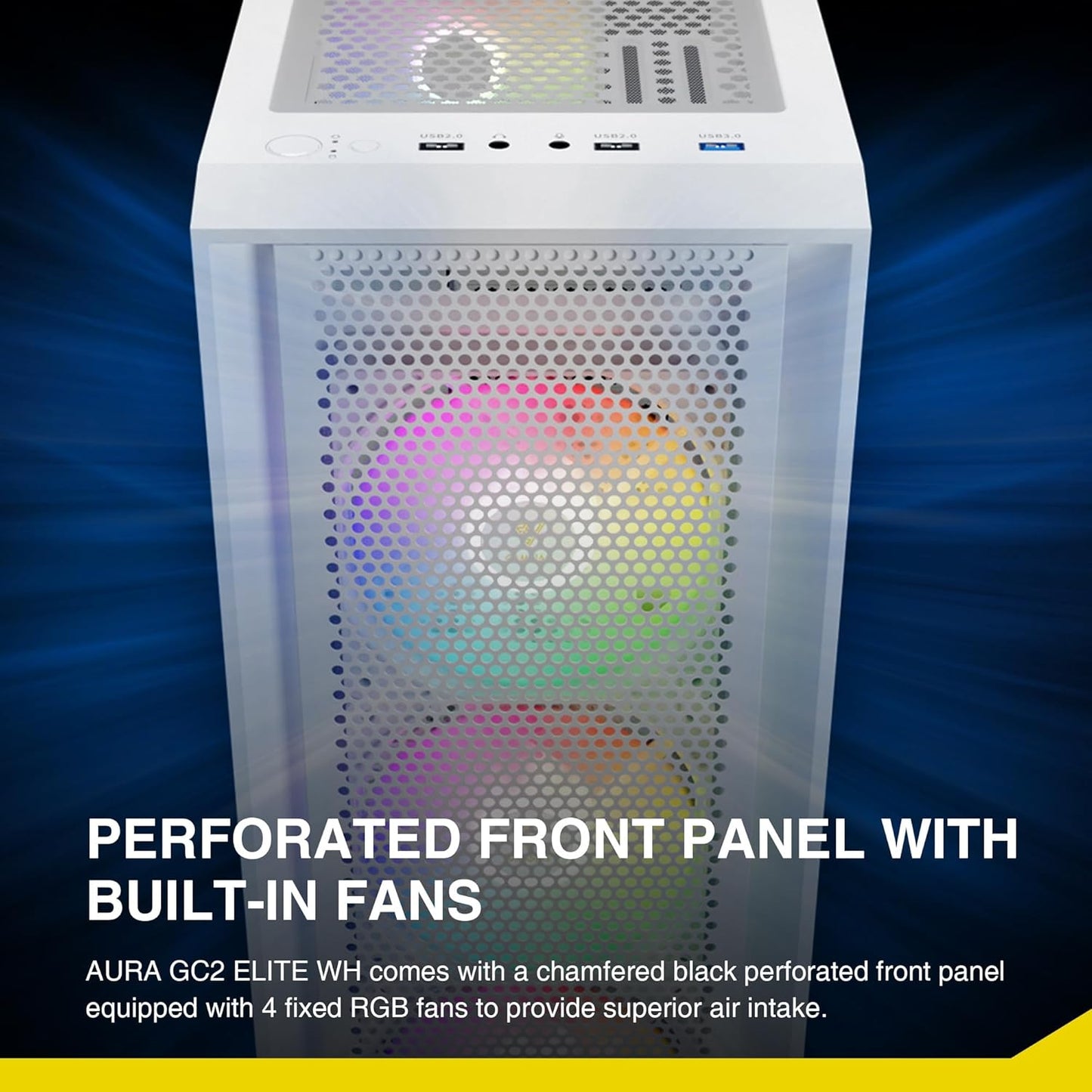 GAMDIAS White ATX Mid Tower Gaming Computer PC Case Side Tempered Glass, Preinstalled 4X 120Mm ARGB Fans, Support up to 6X 120Mm Fans, 360Mm Aio/Radiator, 340Mm GPU/VGA, 160Mm CPU Air Cooler