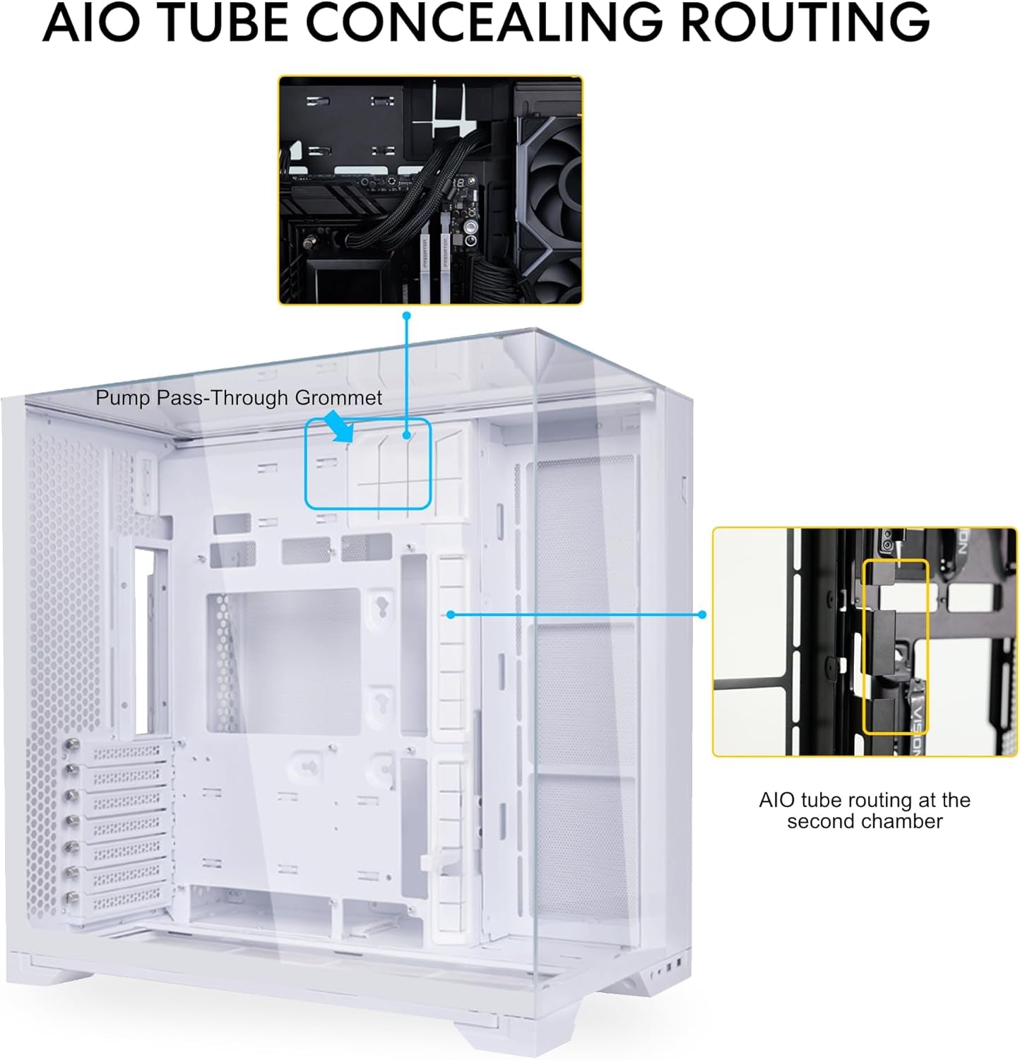 Lian Li O11Vision Compact White-Steel-Tempered Glass ATX Mid Tower Computer Case-Back Connect Support-O11Vpw